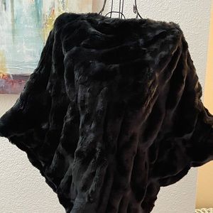 Faux fur black poncho